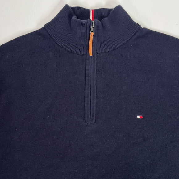 Tommy Hilfiger Mens Sweater 1/2 Half Zip Mock Turtleneck Navy Blue, Sz XL - Picture 13 of 14